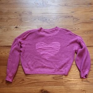 Pink Heart Knit Sweater